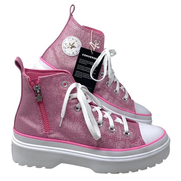 Converse Chuck Taylor Lugged Lift Pink Canvas Kids Women's High Sneaker A05230C - Picture 1 of 10